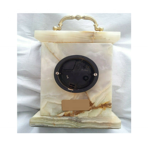Antico stile reale bianco e marrone onice <span class=keywords><strong>orologio</strong></span> da tavolo unico pezzo di tempo <span class=keywords><strong>analogico</strong></span> per la decorazione in vendita - Product Image 2