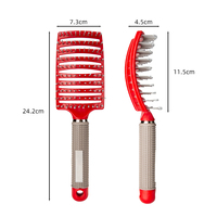 Brosse à Cheveux Professionnelle Antidérapante pour Salon, Séchage Rapide, Courbée, Ventilée, Rouge, Massage du Cuir Chevelu, Démêlante, pour Séchage au Sèche-Cheveux
