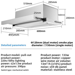 Hotte <span class=keywords><strong>de</strong></span> cuisine en acier inoxydable au prix <span class=keywords><strong>d</strong></span>'usine, hotte <span class=keywords><strong>de</strong></span> cuisinière avec aspiration <span class=keywords><strong>d</strong></span>'<span class=keywords><strong>air</strong></span>, hotte <span class=keywords><strong>de</strong></span> cuisine intégrée pour la maison - Product Image 6