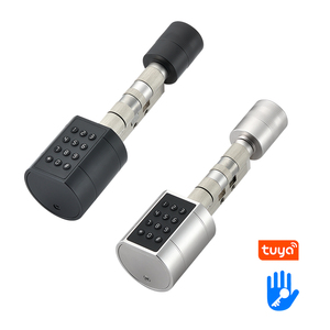 KK Tuya Smart Interior Puerta antirrobo de madera Cilindro de bloqueo de huellas dactilares Llave de aleación de aluminio Aplicación Conectividad Nube Sin agujero Cerradura TT - Product Image 1
