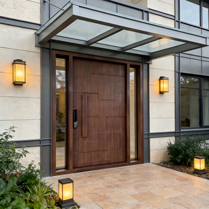 Portes battantes extérieures en aluminium pour maisons, <span class=keywords><strong>prix</strong></span> de gros usine, portes extérieures en bois de chêne - Product Image 3