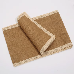 Precio al por mayor Camino de mesa de arpillera natural con encaje Rústico Granja Yute Hessian Mantel para la decoración del banquete de boda - Product Image 5