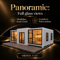 Maison conteneur blanche extensible 20ft 40ft, maison préfabriquée modulaire pliable, cabane moderne avec verre panoramique