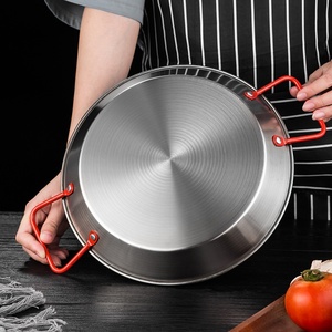 Paellera de Acero Inoxidable con Diseño Reforzado y Doble Asa, Fondo Plano, Estilo Chino, para Pollo Frito Coreano, Ensaladas y <span class=keywords><strong>Pasta</strong></span> - Product Image 4