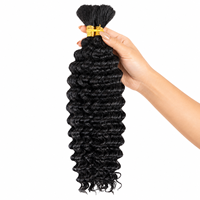 Extensions de cheveux humains en vrac Afro Kinky, Ondulations profondes, Cheveux à tresser en vrac, Noir naturel, Lots de cheveux Remy