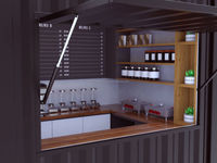 Kiosque de vente extérieur de 10 pieds de type conteneur, bar, unité de restauration rapide à montage rapide, abri contre la pluie pour centre commercial, magasin, immeuble de bureaux