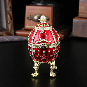 Boîte à bijoux en émail en forme d'œuf, artisanat rétro, boucles d'oreilles à clapet, bague, décoration pour la maison, le salon, la chambre - Product Image 2
