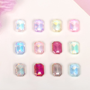 Strass colorés pour nail art, dos plat, accessoires de bijoux DIY, cristal de verre moka, forme quadrilatère, Bling Bling, frais et élégant - Product Image 1