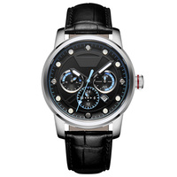 Montres mécaniques en acier pour hommes, design d'usine et personnalisation par lots, avec double calendrier et affichage 24 heures, pour marque privée