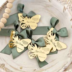 Personalized Butterfly Baptism Favors Custom Mirror Acrylic Waterproof Retro Christening Tag <b>First</b> <b>Holy</b> <b>Communion</b> <b>Gifts</b> - Product Image 4