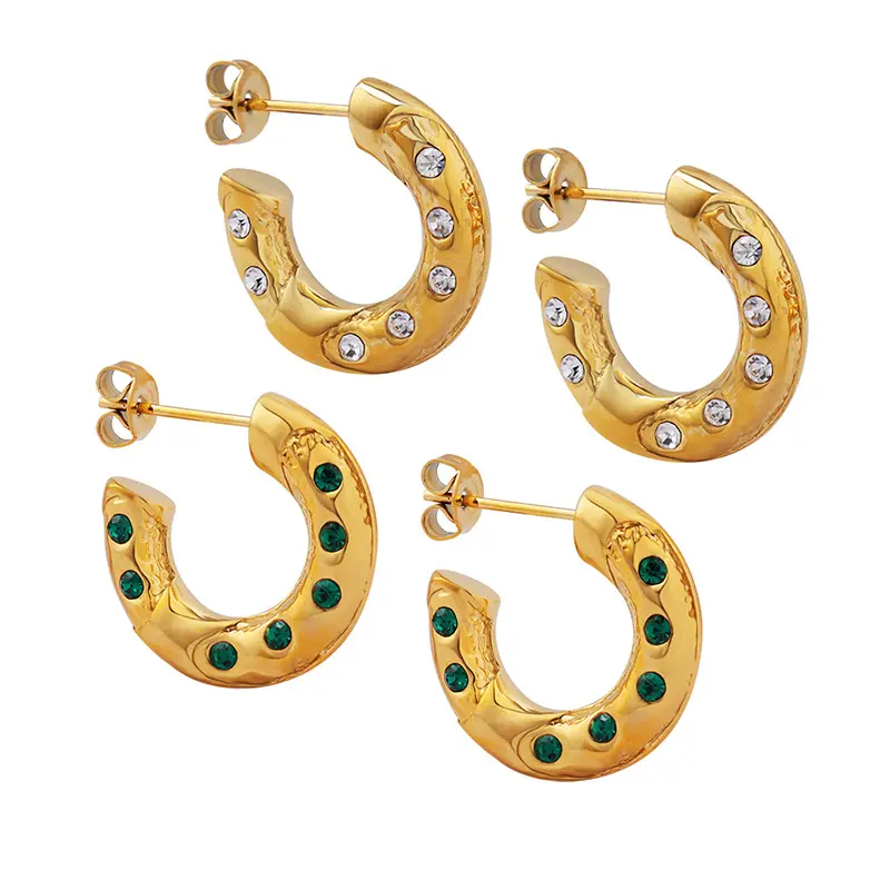 MARONEW Hypoallergenic Jewelry 316L Stainless Steel 18K PVD Gold Plated cubic zirconia earrings Women