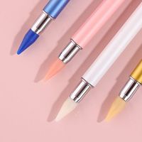 Vente chaude Double Usage Nail Art Diamant Outil Double Tête Tige En Métal Adhésif Points De Pointage Crayon Point Stylo Nylon Brosse