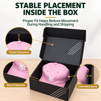 Boîte d'emballage de luxe pour casquettes, petite boîte ronde noire pour chapeaux, impression de logo, boîte pour casquettes Snapback, boîte de casquettes haut de gamme haute densité