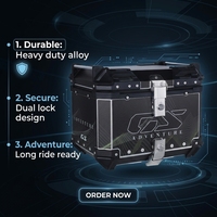 Vente flash - Boîte de livraison supérieure en aluminium B-MW Gs pour moto - 45l - Étanche - Boîte Tai pour moto