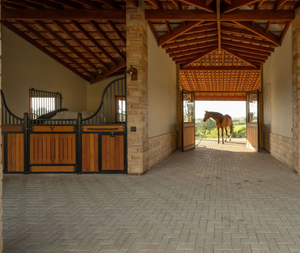 बांस बोर्ड पाउडर लेपित स्टील फ्रेम के साथ लेपित स्टील फ्रेम हॉर्स बॉक्स स्विंग गेट - Product Image 5