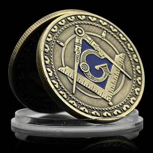 Moneta Commemorativa Massonica - Fusione in Metallo Placcata Oro con Stampa Tipografica, Regalo Patriottico e Souvenir per Uomo della Fratellanza - Product Image 1