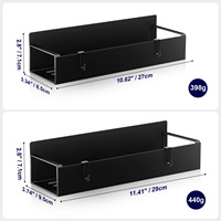 Étagère à épices murale multifonctionnelle en acier inoxydable noir magnétique, durable, moderne, non pliable, à un seul niveau