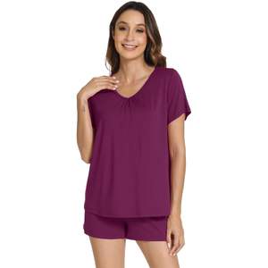 Ensemble pyjama femme en viscose bambou, ample et confortable, deux pièces (haut et short), vêtements de détente, tailles S à XXL - Product Image 3