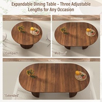 Table de salle à manger ovale moderne en métal à base cannelée extensible, style ferme, pour salle à manger, cuisine, salon, table de direction extensible
