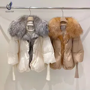 Großhandel Versorgung Winter Warme Ente Feder Daunen mantel Damenmode Daunen jacke Mit Pelz kragen