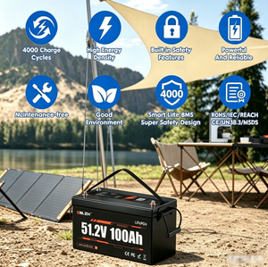 Batterie de chariot de golf électrique Enlzh LiFePO4 51.2V 105Ah, batterie lithium-ion 51.2 Volt 100Ah pour voiture de tourisme et chariot de golf - Product Image 1