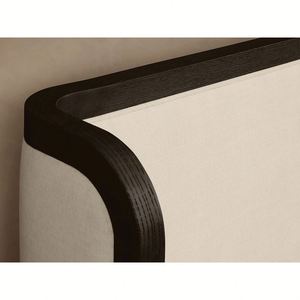 Base de Cama Moderna de Madera Maciza Tapizada en Tela Suave con Cabecera Curva - Product Image 5