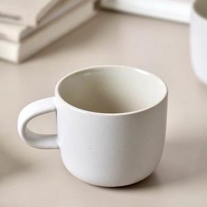 Eenvoudig rotsmotief monochrome strandwit ontbijt koffiemelkbeker enkel oorhandvat zonder deksel huishoudelijk kantoor gebruik Instagram - Product Image 5