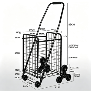 Heavy Duty Supermarket Grocery <b>Cart</b> 340L Wire Mesh Large Capacity Quiet Caster <b>Wheels</b> Rolling Retail Store Use Set Kit Pro - Product Image 2