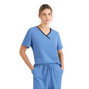 Uniformi satinata estive in poliestere traspirante Spandex, set smerigliati da <span class=keywords><strong>lavoro</strong></span> da infermiera, set smerigliati per cure mediche - Product Image 5