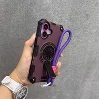 Coque de téléphone en PC renforcé avec anneau magnétique et lanière de maintien pour iPhone 18 17 16 15 14 13 12 Pro Max
