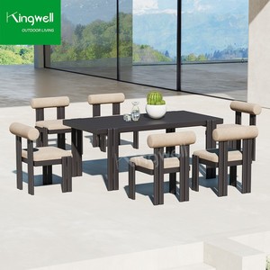 Modern <strong>6</strong> <strong>Seater</strong> Outdoor Aluminum Frame <strong>Garden</strong> Dining <strong>Table</strong> <strong>and</strong> <strong>Chairs</strong> Set <strong>Round</strong> Patio Dining Set for Courtyard Hotels - Product Image 1