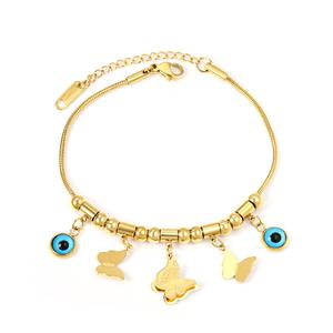 Ason - Pulseras de Cadena de Acero Inoxidable con Baño de Oro de 18K, Diseño de Mariposa con Ojo Azul, Sin Deslustre, para Mujer - Product Image 1
