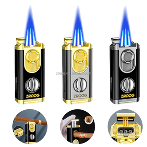 Encendedor de antorcha de chorro de triple llama 2024 con soporte y cortador de cigarros, nuevo producto para uso de cigarrillos y cigarros para obsequios - Product Image 2