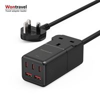 Wontravel UK Type câble d'extension électrique alimentation électrique 3 Type C 75W PD protecteur de surtension multiprise avec ports Usb