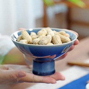Chinese Style High Footed Ceramic Fruit Plate Round Porcelain <b>Snack</b> <b>Tray</b> For Home Party Use - Product Image 1