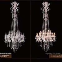 Lustre en cristal de luxe européen pour escalier duplex, luminaire suspendu en verre atmosphérique long pour villa, salon, tailles moyennes