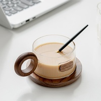 Ensemble de tasses en borosilicate résistantes à la chaleur de style japonais de 250 ml, tasses à café mignonnes, logo personnalisé, noble, joyeuses, pour adultes, pour les fêtes