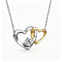 Collier de luxe classique personnalisé en usine, en argent sterling et or 14 carats, avec diamant de laboratoire rond