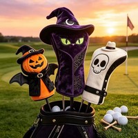 Copricapo da golf di Halloween 3D: set di coperture in poliestere per driver, fairway e ibridi a forma di pipistrello, zucca, mago, gatto, scheletro