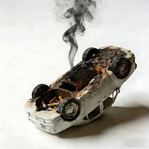 कस्टम आकार के जीवन आकार हस्तनिर्मित हाथ से चित्रित राल मूर्तिकला रचनात्मक कार-थीम उलट और जला कार आश्रय आभूषण - Product Image 6