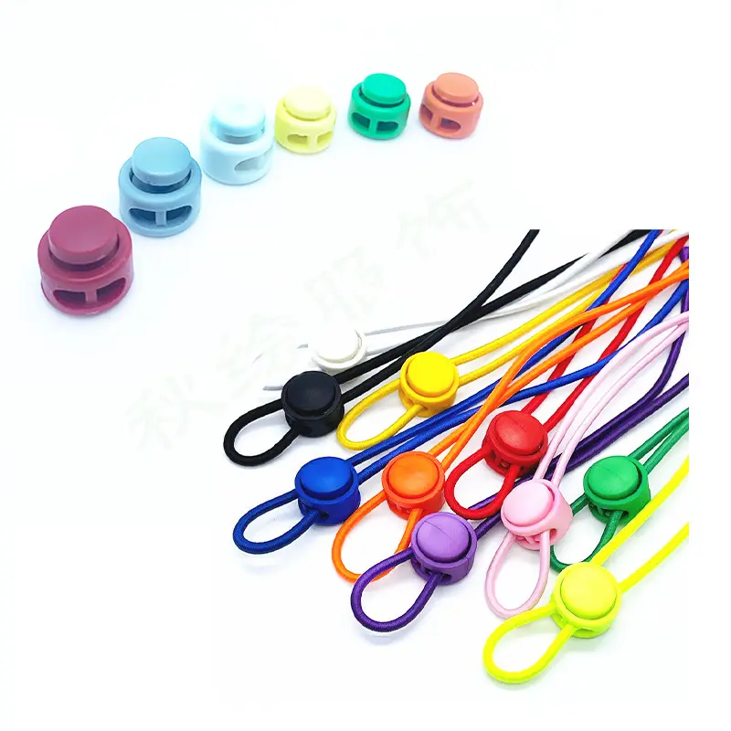 High quality adjustable plastic double cord lock end bag cord spring plastic stopper wholesale