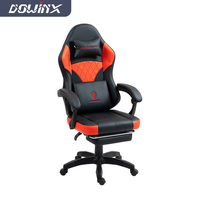 Chaise de bureau ergonomique pivotante pour jeux vidéo avec accoudoirs adaptatifs et repose-pieds
