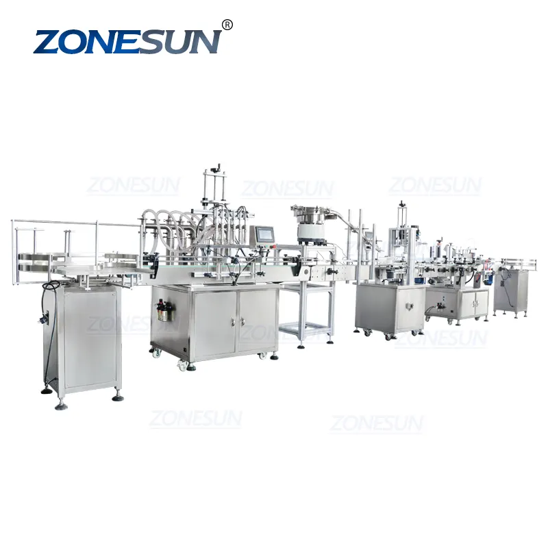 ZONESUN ZS-FAL180R 식용유 병 액체 자동 캔 충전 캡핑 및 라벨링 기계 생산 라인