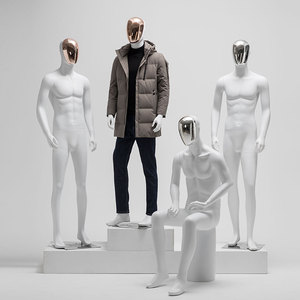 Manichino Maschile a Corpo Intero in Fibra di Vetro Bianco Opaco, Seduto/In Piedi, Curvy, per Abbigliamento Uomo, Vendita all'Ingrosso - Product Image 1