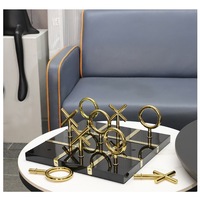Jeu de Tic Tac Toe de luxe en métal, échiquier en marbre, échiquier en forme de grille à neuf cases, ornement, haute qualité, apparence attrayante