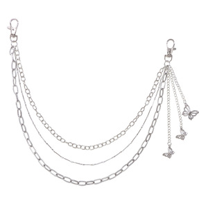 Chaîne de taille Yueli, chaîne de pantalon multicouche avec pendentif papillon ajouré, style hip-hop, pour usage quotidien, chaîne de corps en argent tibétain - Product Image 5