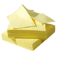 Tapis absorbants chimiques jaunes pour l'huile et les liquides, absorbent les fuites ou les déversements de liquides chimiques dangereux, 100% PP, nettoyage
