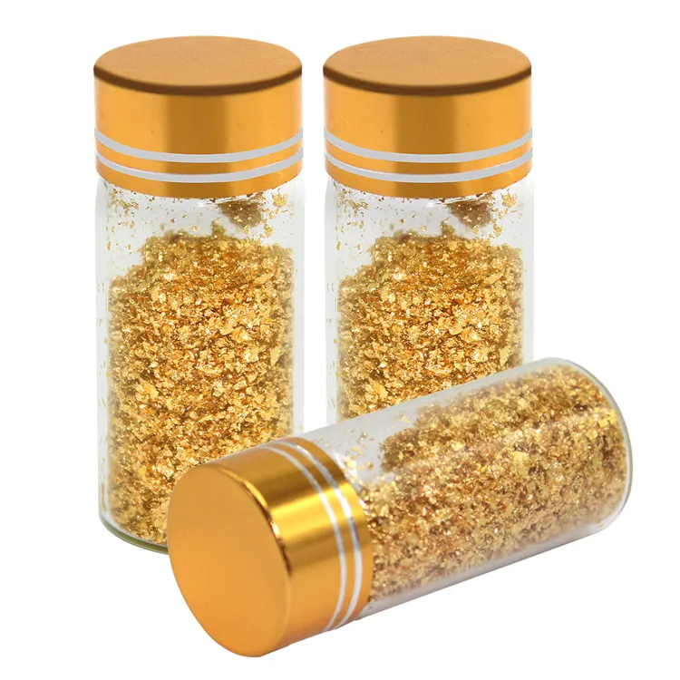 24K vàng nguyên chất bronken lá vàng thật Flake 100% Tinh Khiết Bạc Flake cho chăm sóc da ăn được Vàng bánh trang trí