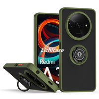 Lichicase pour Redmi A3 porte-anneau givré couverture arrière bord droit 360 Rotation béquille étui pour Iphone Designer couverture