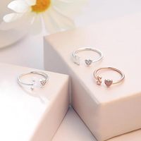 Bague ajustable en zircon en forme de cœur avec lettre initiale (26 lettres au choix) pour femme – Nouvelle collection tendance